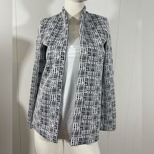 Calvin Klein Sz 2P Blazer Open Jacket Black White Jacquard Textured Stretch